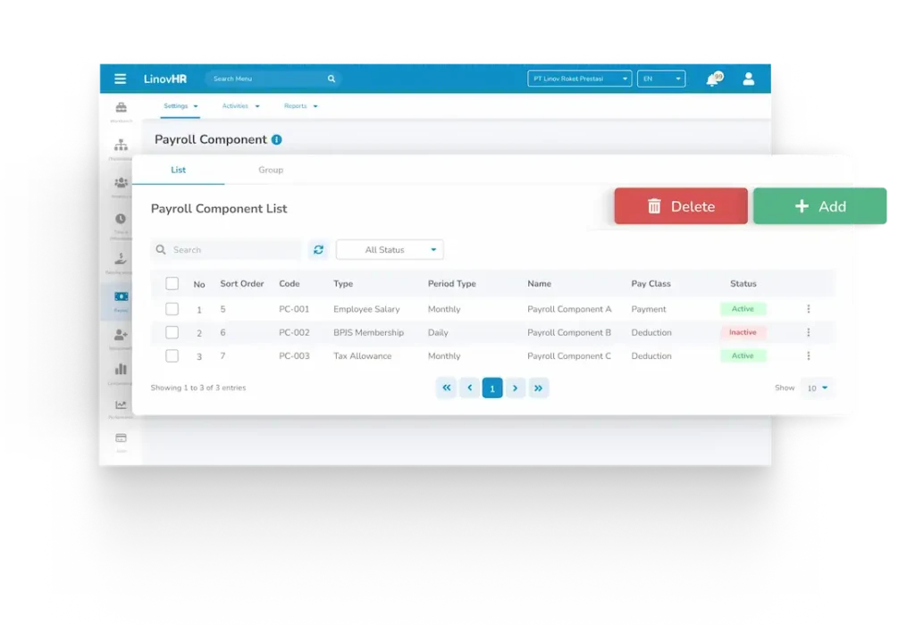 Payroll Component LinovHR